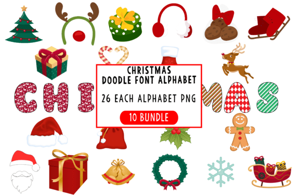 Download Christmas Doodle Font Alphabet Bundle - Font Collection