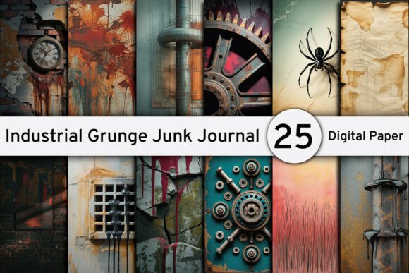 Download Vintage Industrial Grunge Digital Papers - Industrial Collection