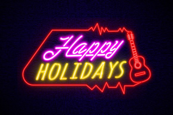 Download Happy Holiday Lettering Neon Sign Font - Font Collection