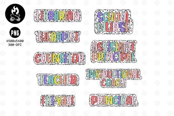 Download Colorful School Job Titles PNG Bundle - Titles Collection